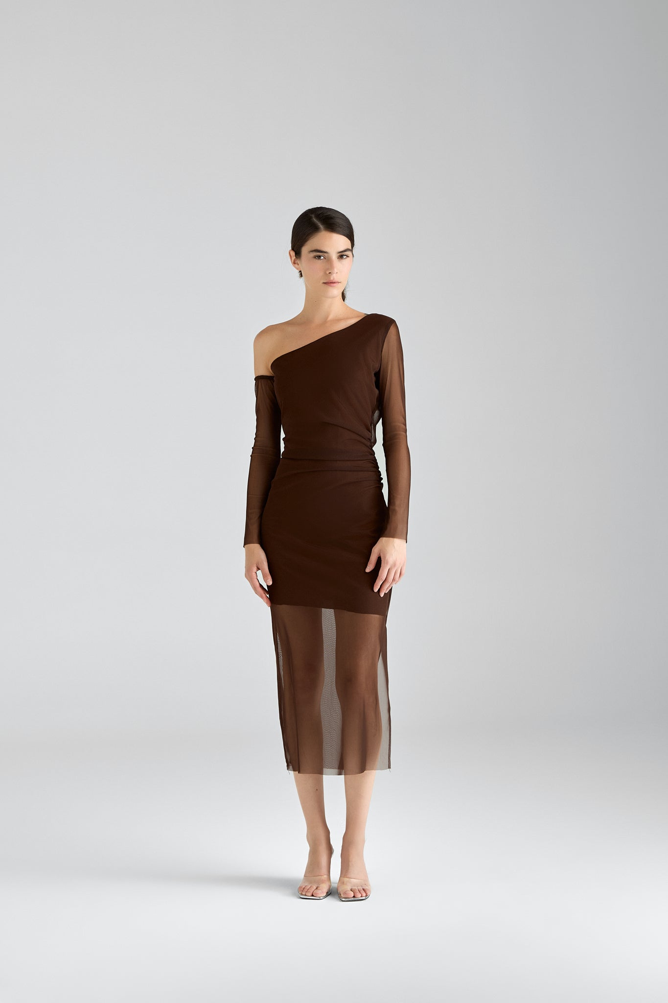 Kaela / Mesh tulle-wrapped one-shoulder dress