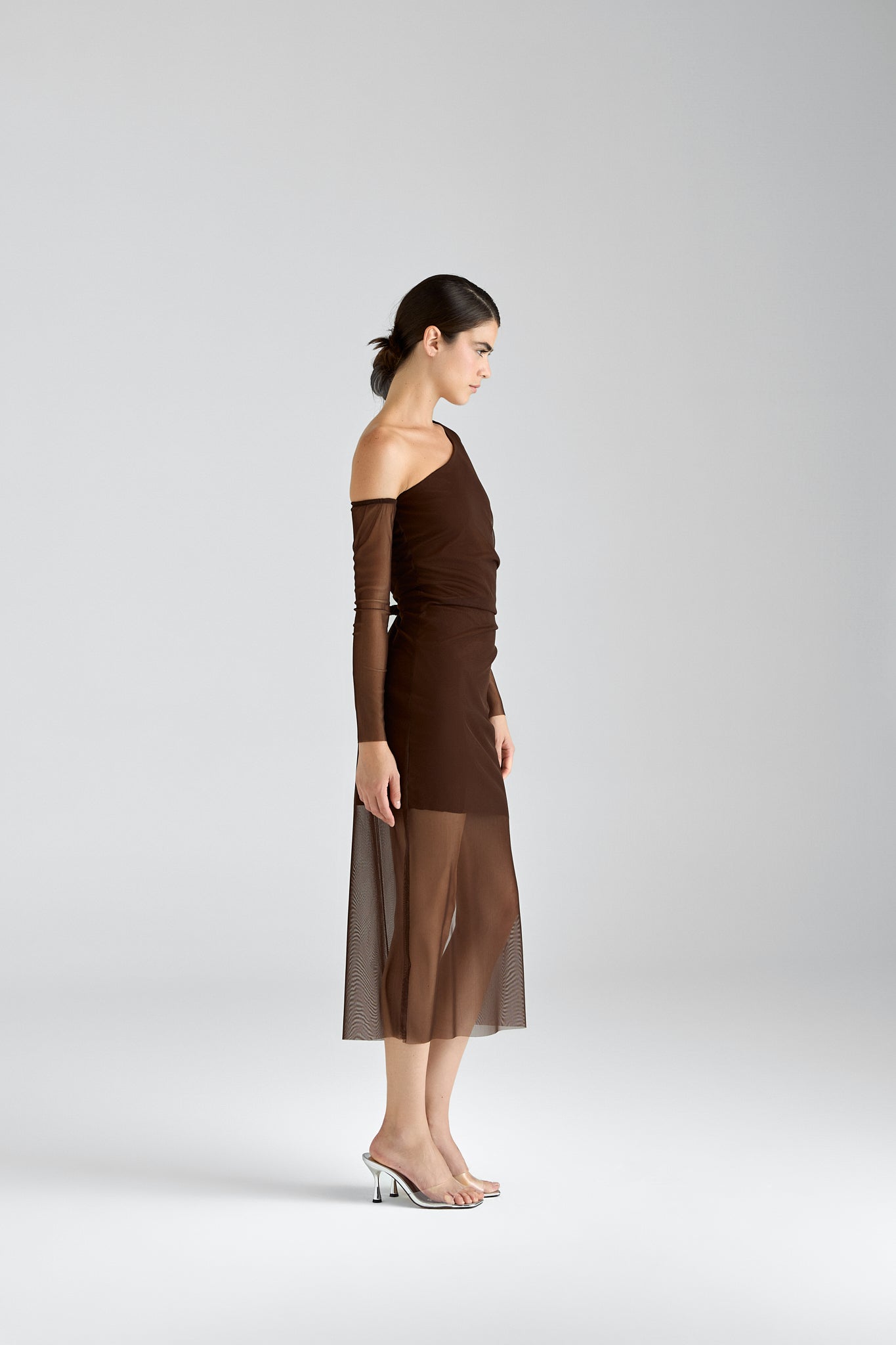 Kaela / Mesh tulle-wrapped one-shoulder dress