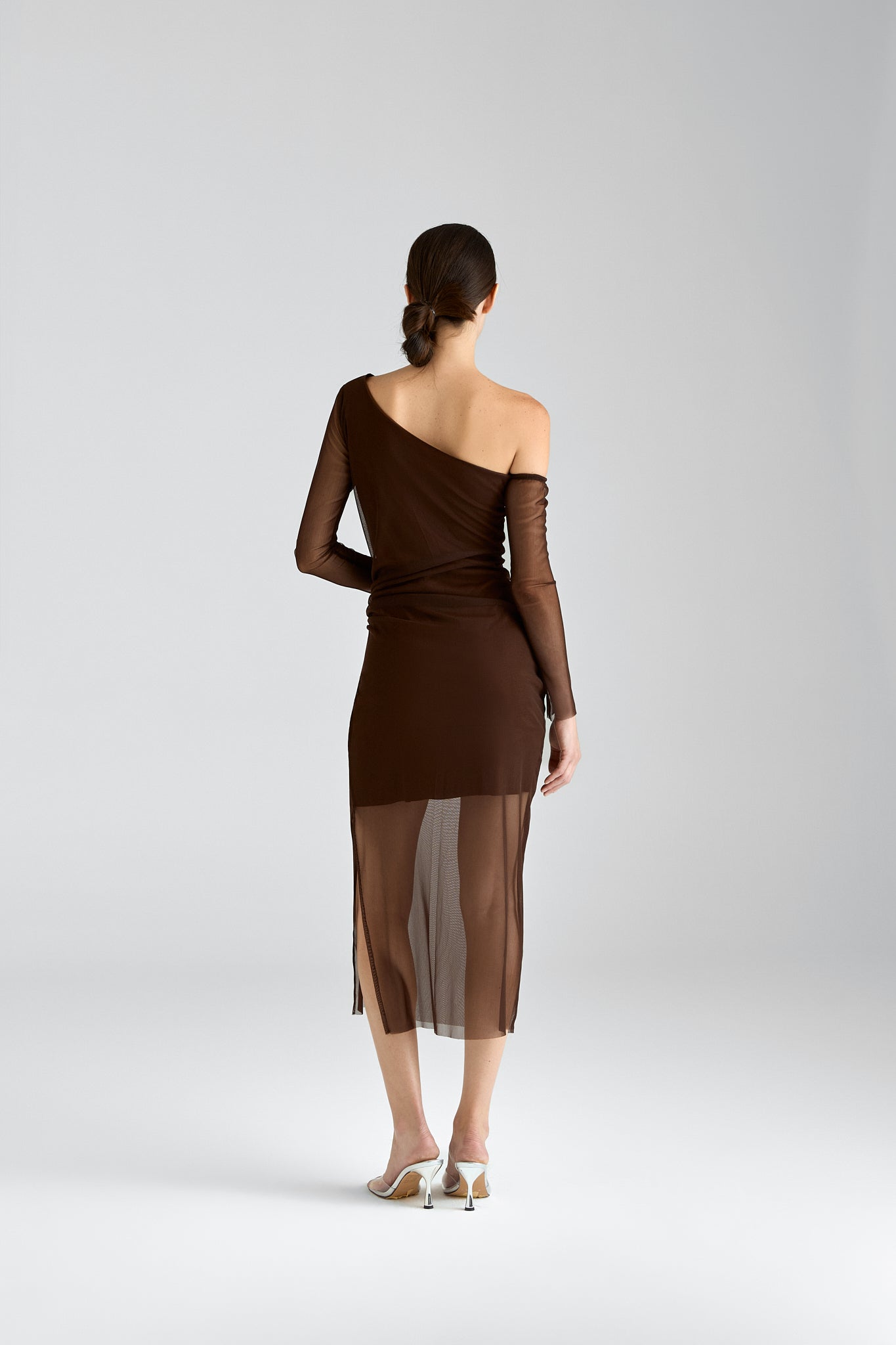 Kaela / Mesh tulle-wrapped one-shoulder dress