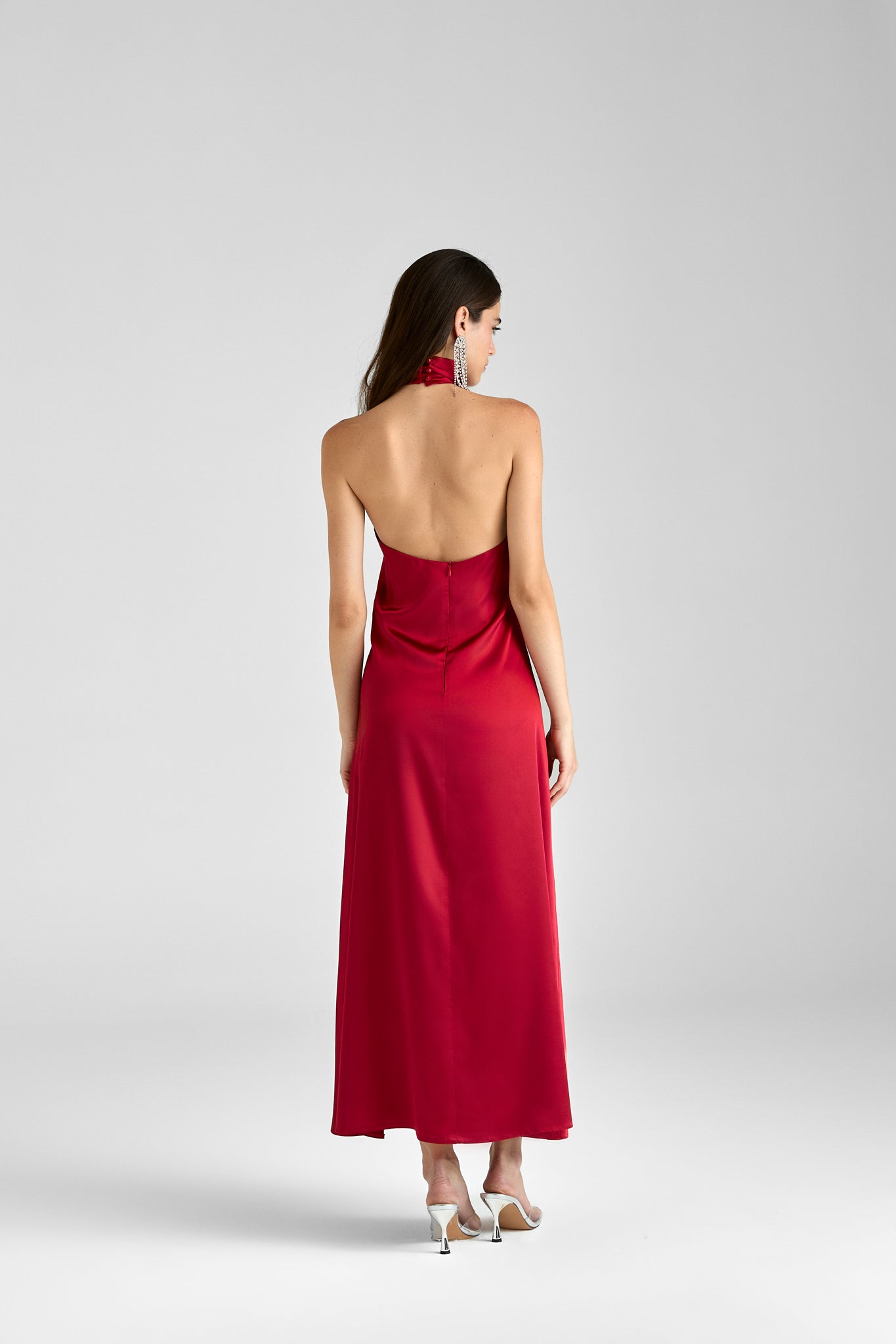 Gia / Mock neck satin maxi dress