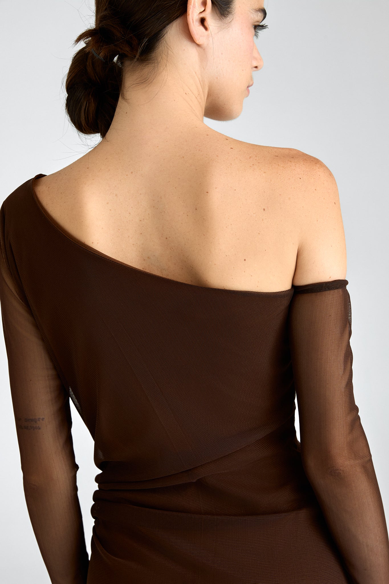 Kaela / Mesh tulle-wrapped one-shoulder dress
